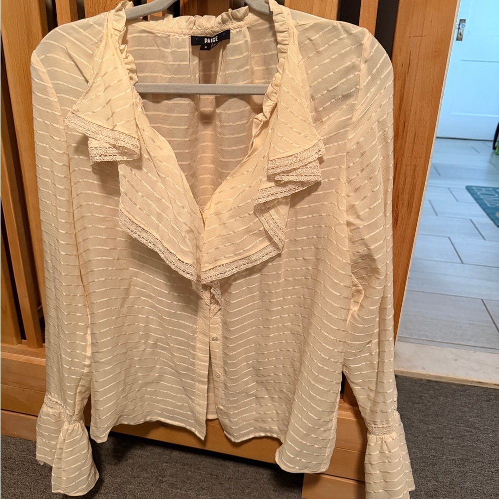 PAIGE Ivory Ruffle Detail Blouse